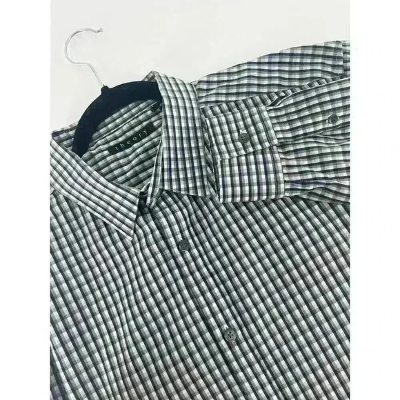 Theory Zack PS Men's Long Sleeve Button Down Shirt Size XL Plaid Business Casual - Picture 1 of 8